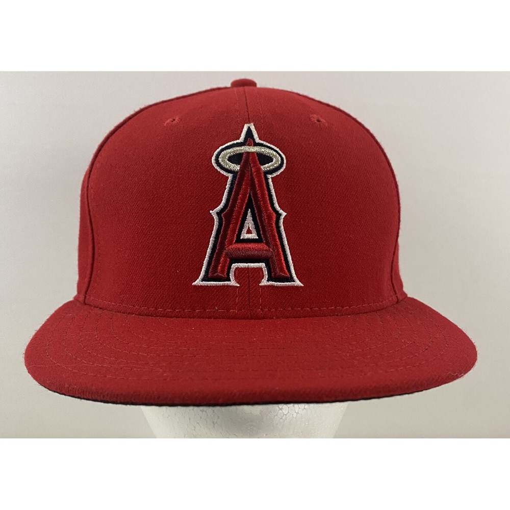 LA Angels New Era 59FIFTY Fitted Hat MLB Cap Red Size 7 1/4